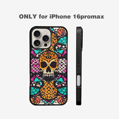 iPhone 16 Pro Max Case — Snake Print Skull, Original Design Phone Case