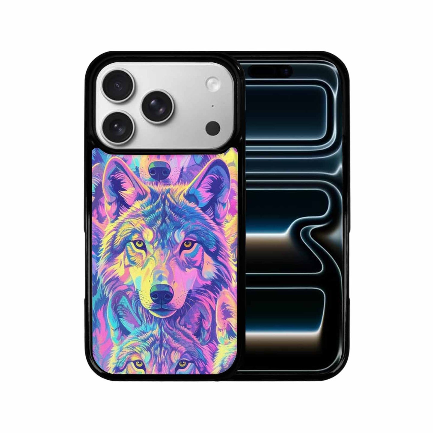 iPhone 17 Pro Case — Neon Zebra Print Wolf Animal Print, Custom Designed Case Cover