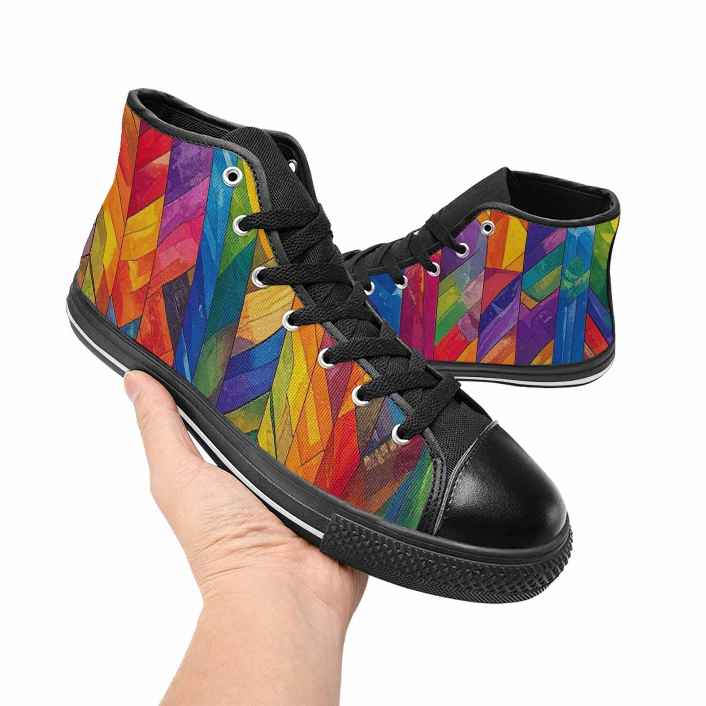 MEN'S Transgender Flag Color High Top Canvas Grunge Custom Shoes