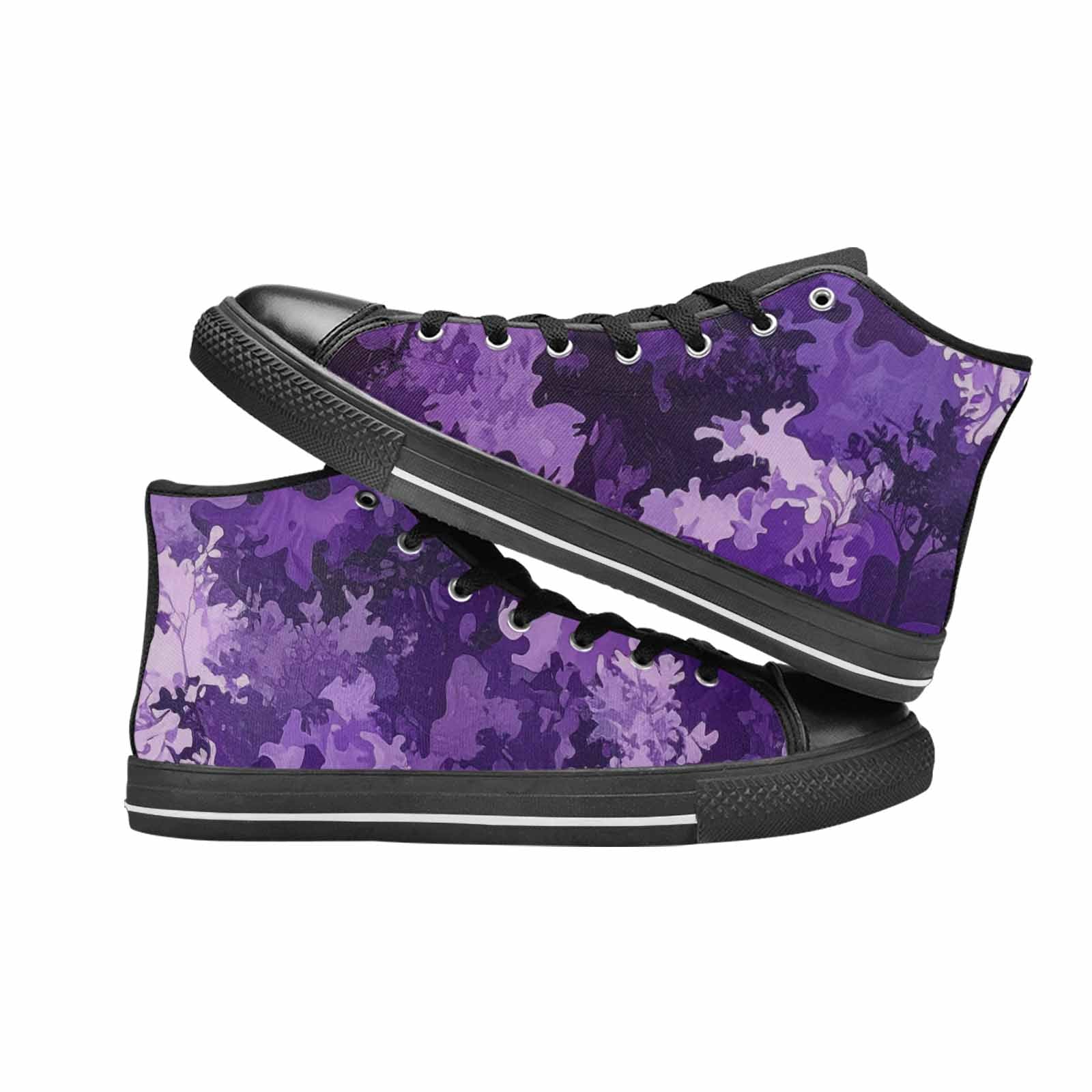 WOMEN'S Military Camouflage Blotch High Top Canvas Vibrant Chaos Sneakers