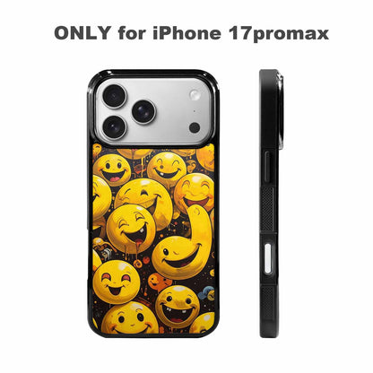 iPhone 17 Pro Max Case — Melting Moon Smiley Yellow Original Art, Customized Protective Case
