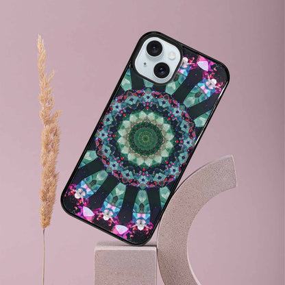 iPhone 15 Plus Case — Crystal Mandala Art Seamless Pattern Vibrant, Original Design Phone Case