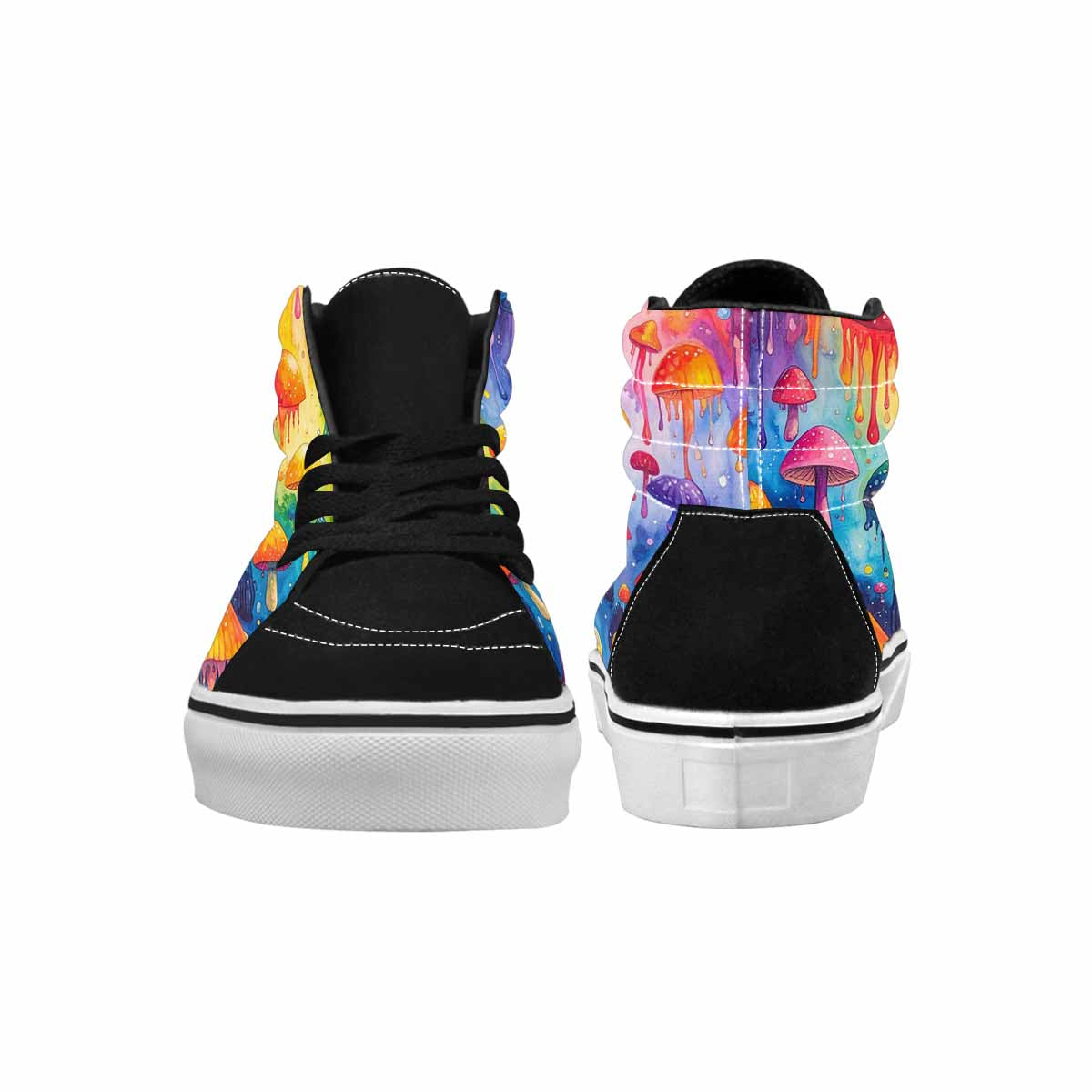 MEN'S Rainbow Drip Mushrooms High Top Canvas Dark Academia Custom Sneakers