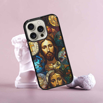 iPhone 16 Pro Case — Jesus Face Small Cross And Faith, Custom Phone Case
