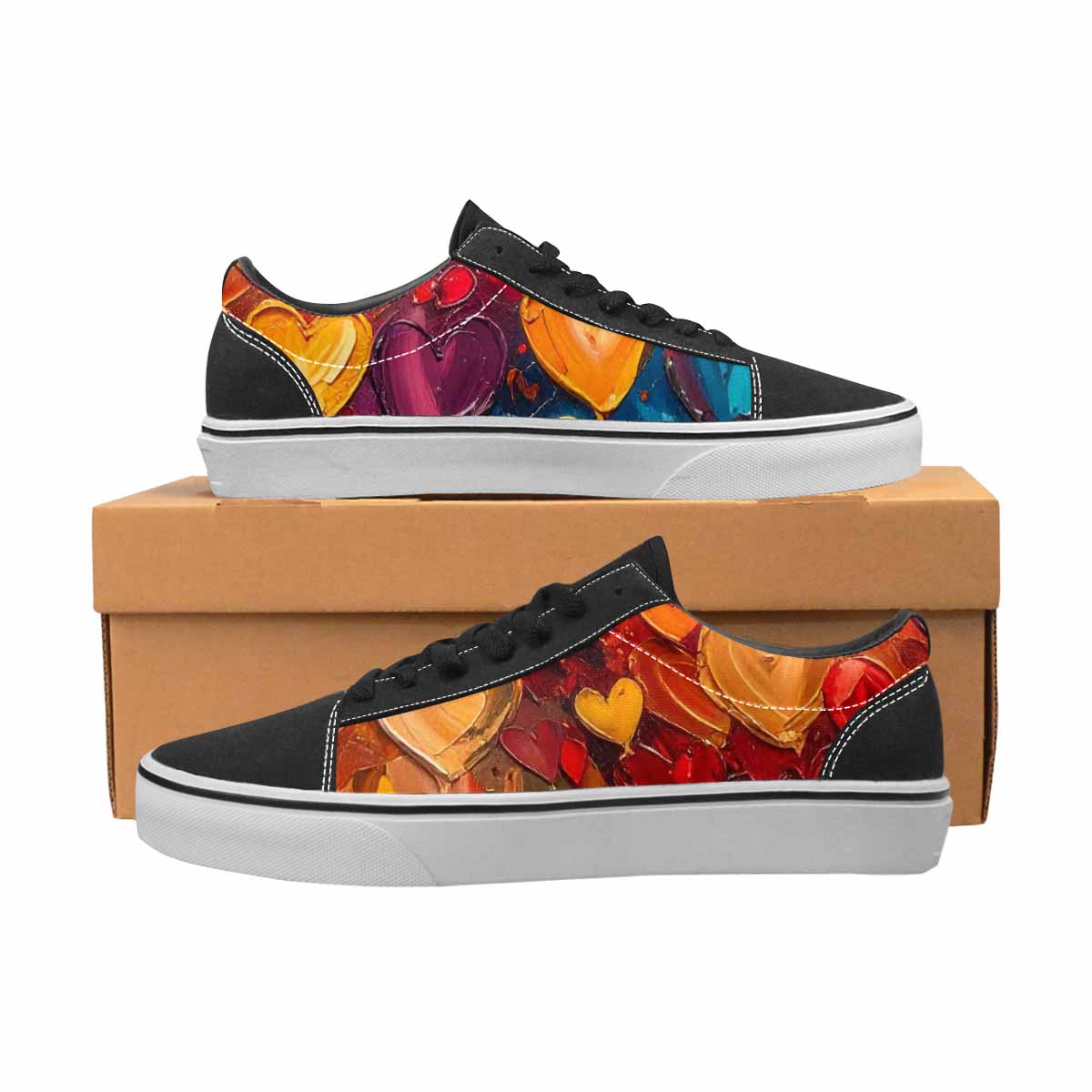 WOMEN'S Heart Burst Lace-Up Canvas Melting Art Sneakers
