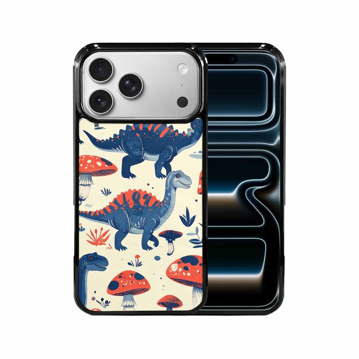 iPhone 17 Pro Max Case — Vintage Dinosaurs Mushroom Retro Vintage, Custom Designed Case Cover