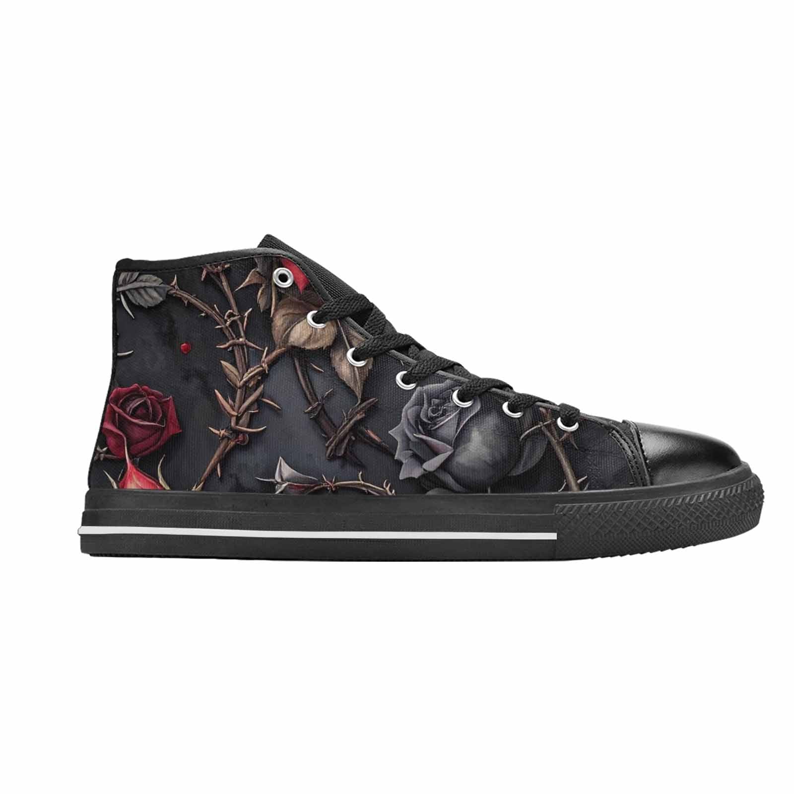 MEN'S Black Gothic Rose High Top Canvas Wallpaper Art Sneakers
