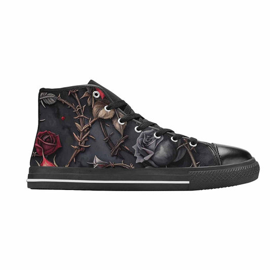 MEN'S Black Gothic Rose High Top Canvas Wallpaper Art Sneakers