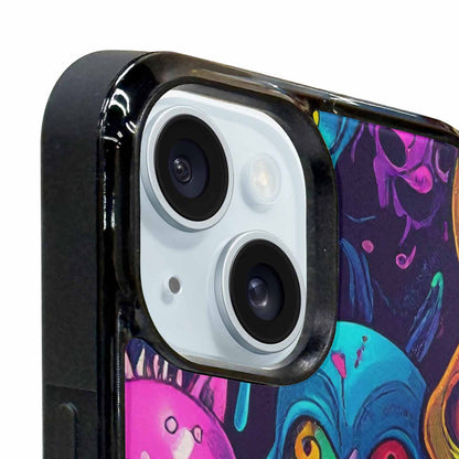 iPhone 15 Plus Case — Mixed Toxic Glow Creature Pattern Hundreds, Personalized Phone Case