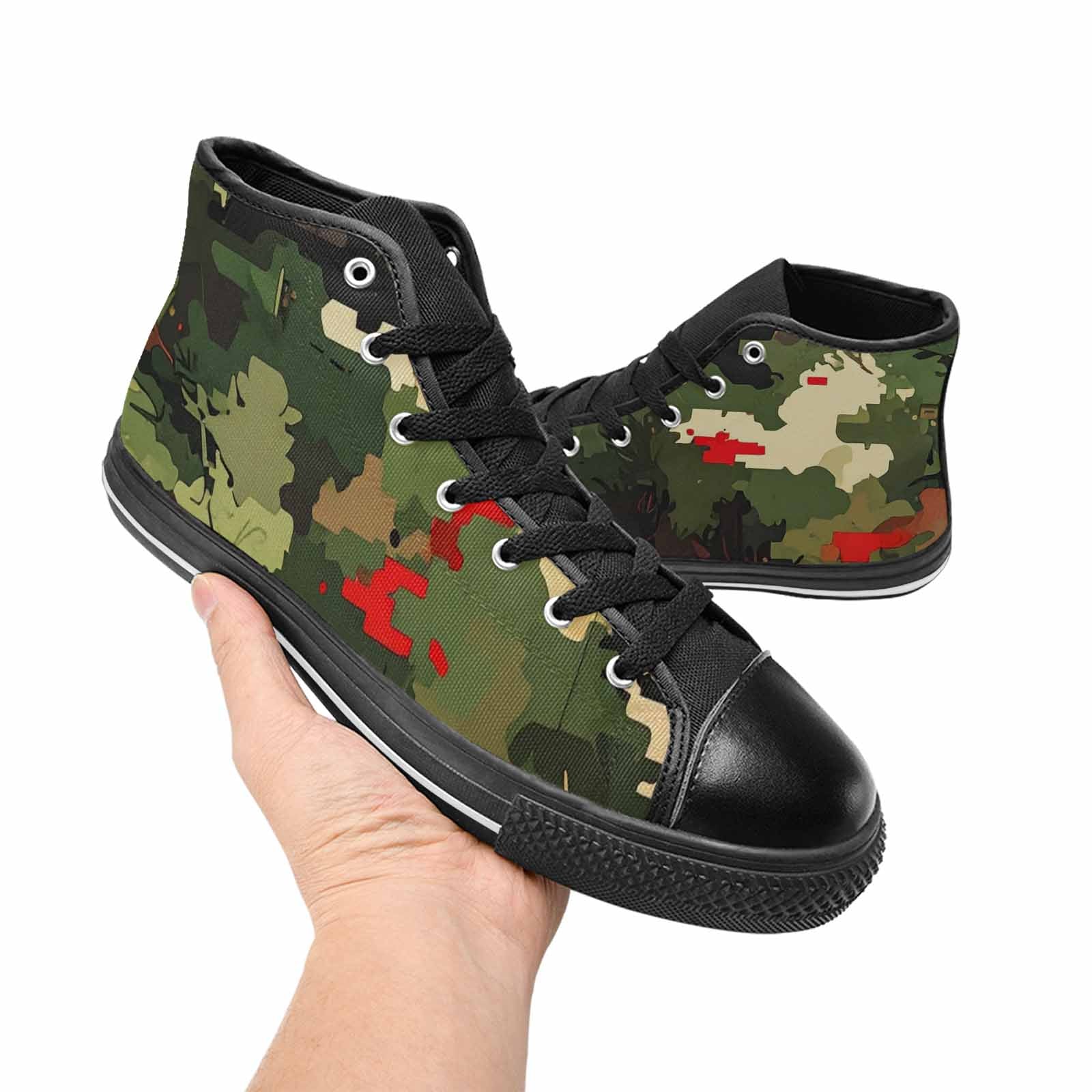 WOMEN'S Military Camouflage Blotch High Top Canvas Neon Fantasy Sneakers