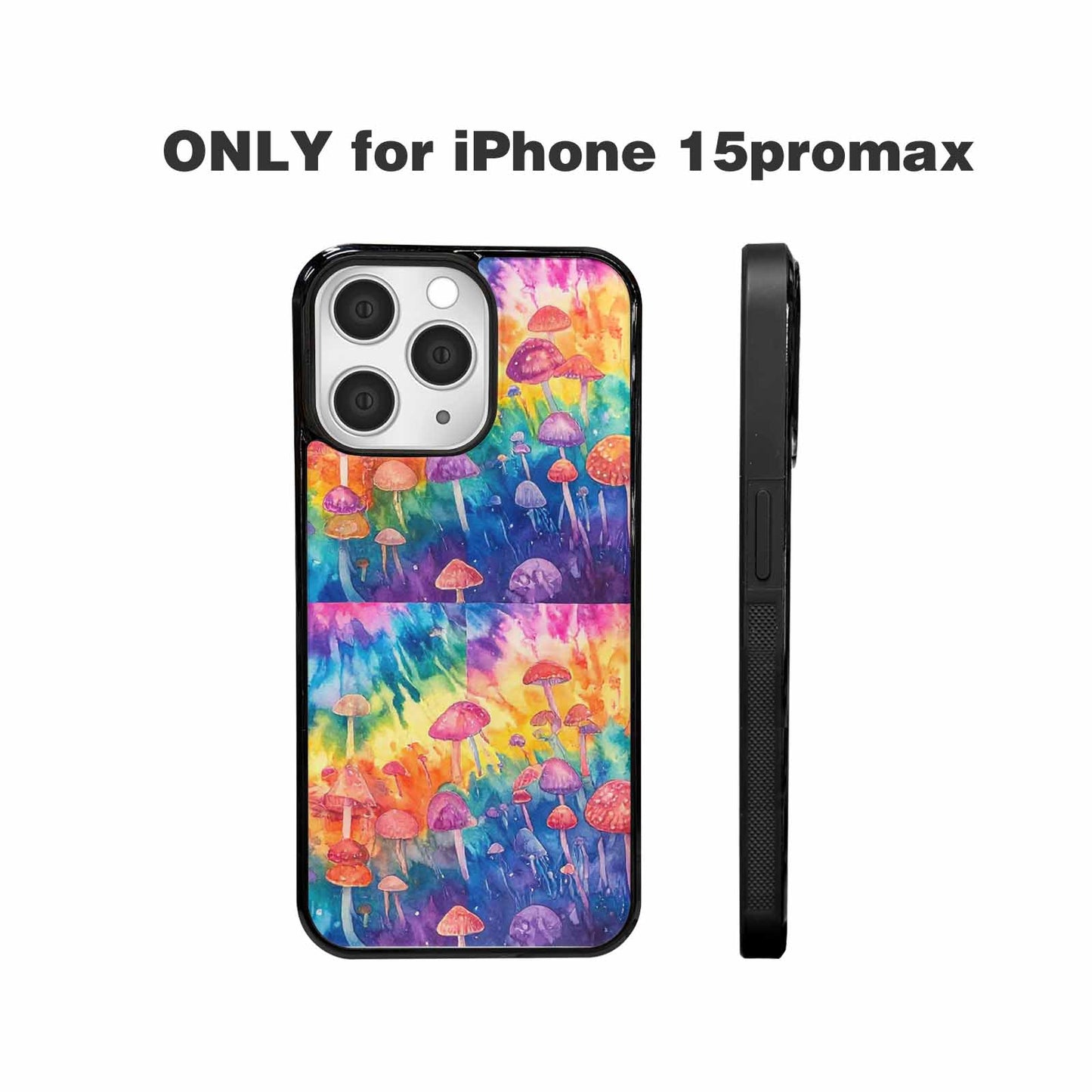 iPhone 15 Pro Max Case — Mushrooms Tie Dyemushrooms Pat, Customized Protective Case
