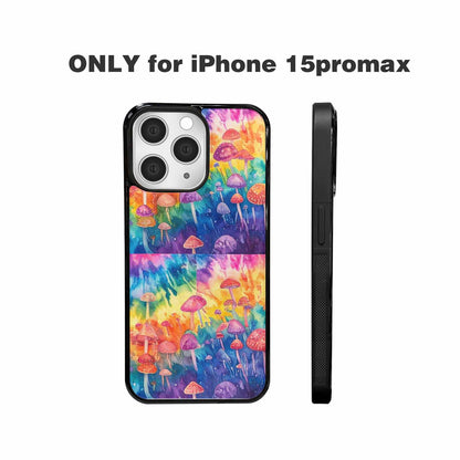 iPhone 15 Pro Max Case — Mushrooms Tie Dyemushrooms Pat, Customized Protective Case