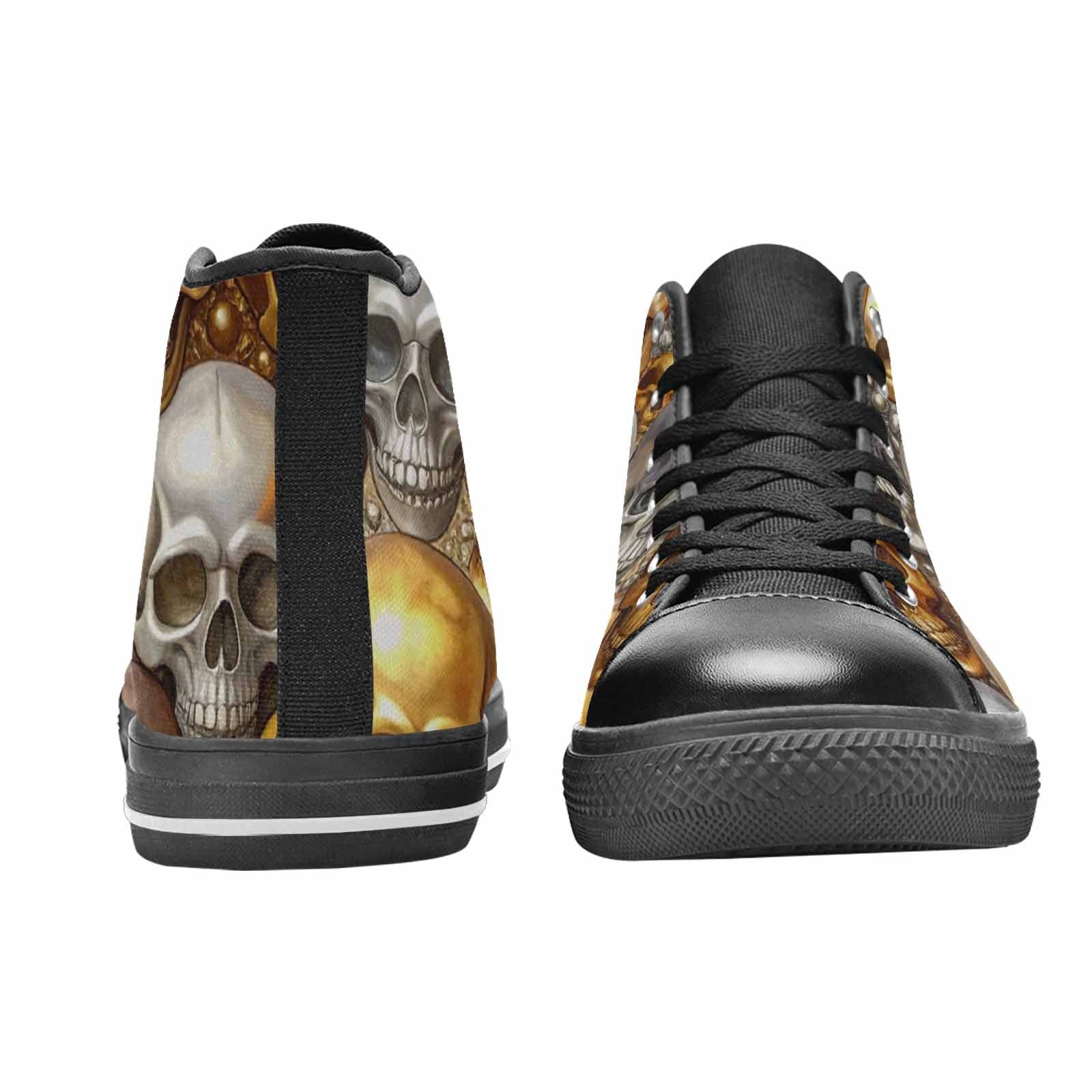 MEN'S Skulls - Metallic-Chrome- High Top Canvas Wallpaper Art Sneakers