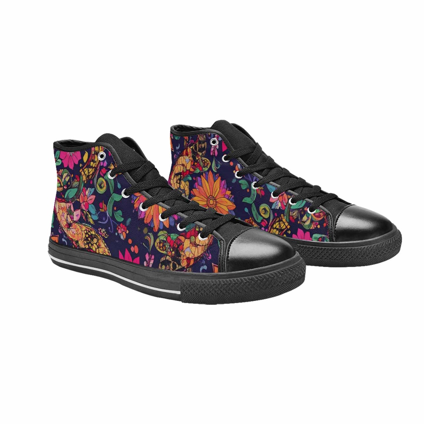 MEN'S Floral Snake Print High Top Canvas Dreamcore Custom Shoes