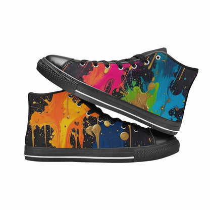 WOMEN'S Paint Splatter High Top Canvas Aesthetic Custom Sneakers