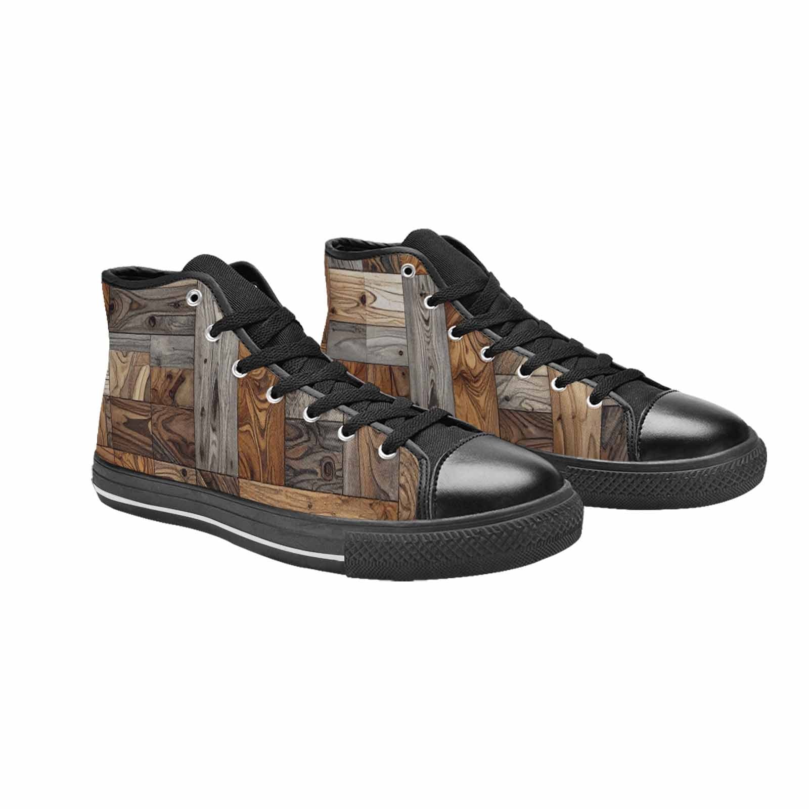 MEN'S Wood Grain Texture High Top Canvas Dark Academia Custom Shoes