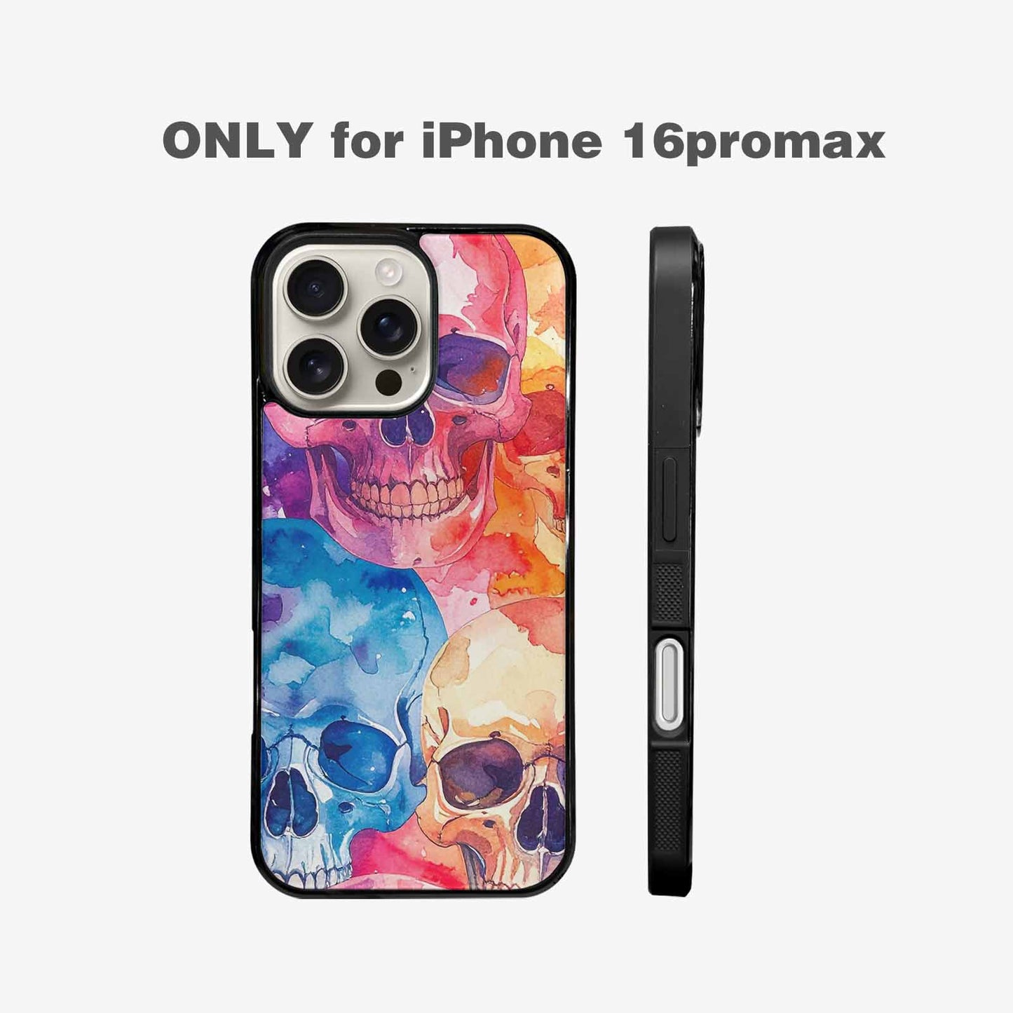iPhone 16 Pro Max Case — Kulls Watercolor Skulls Small Skull Pattern, Custom Designed Case Cover
