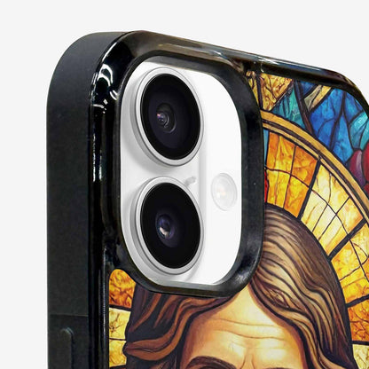 iPhone 16 Case — Jesus Face Small Cross And Faith, Custom Art Phone Cover