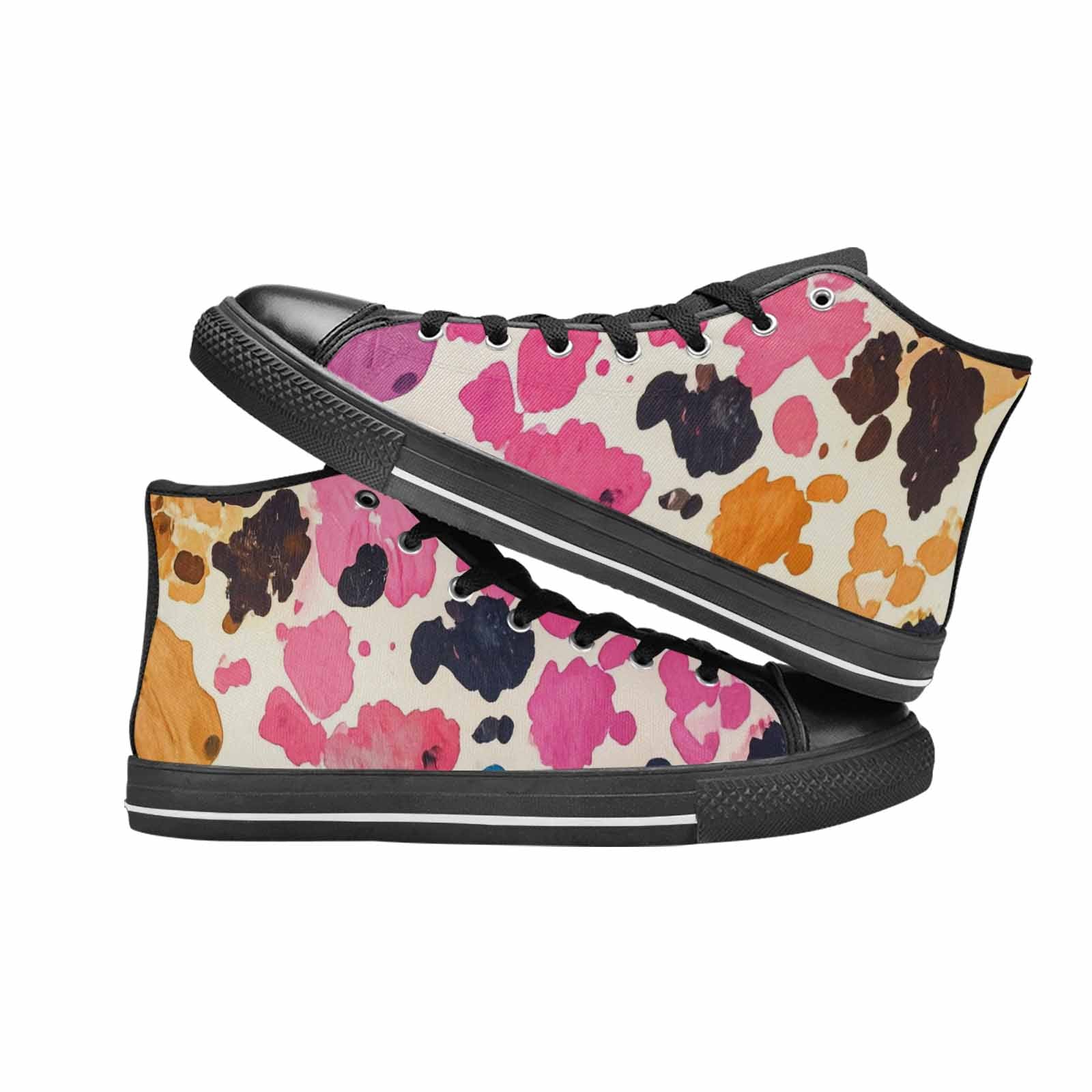 WOMEN'S Cow Animal Print High Top Canvas Cottagecore Custom Sneakers