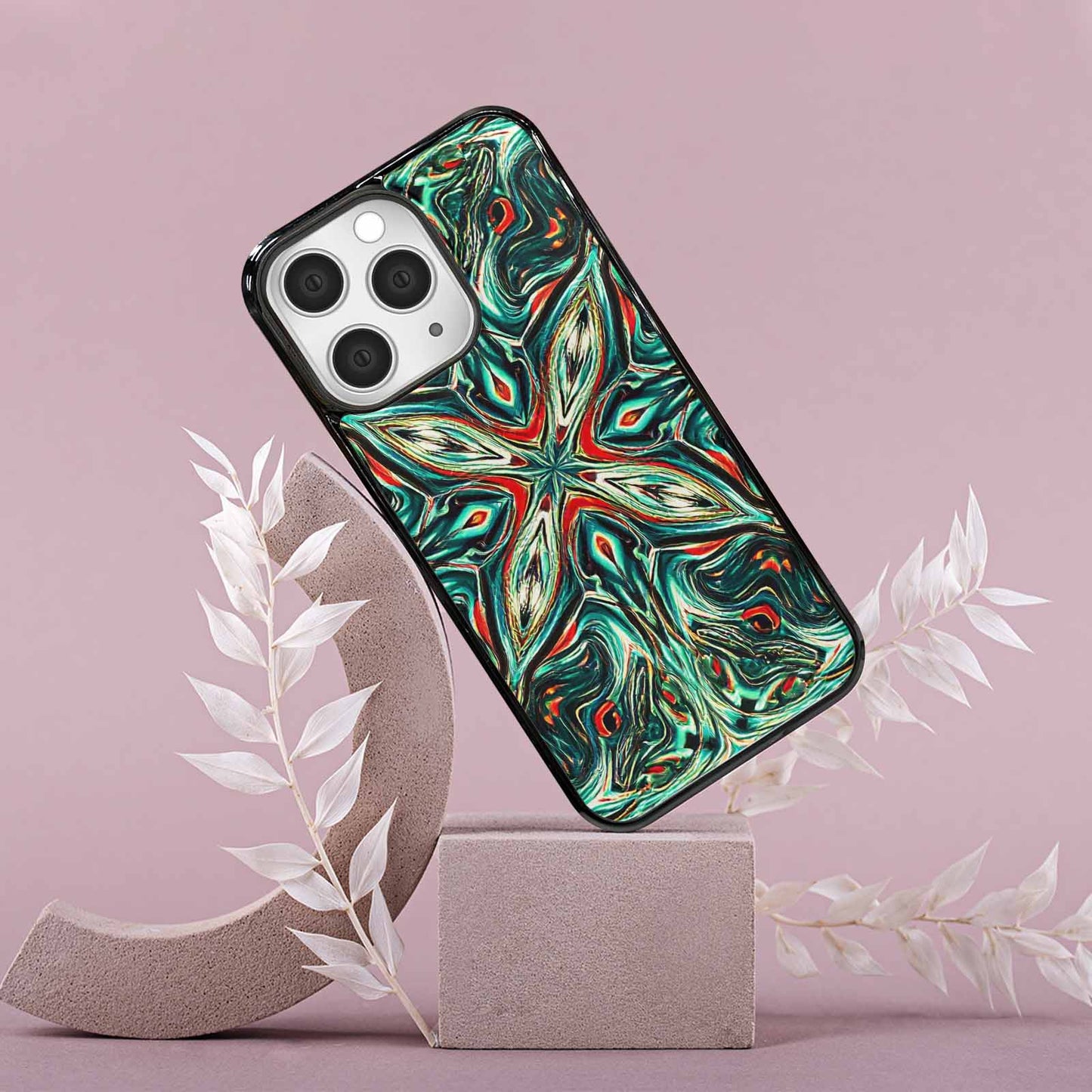 iPhone 15 Pro Max Case — Holographic Tribal Blaze, Unique Phone Case Design