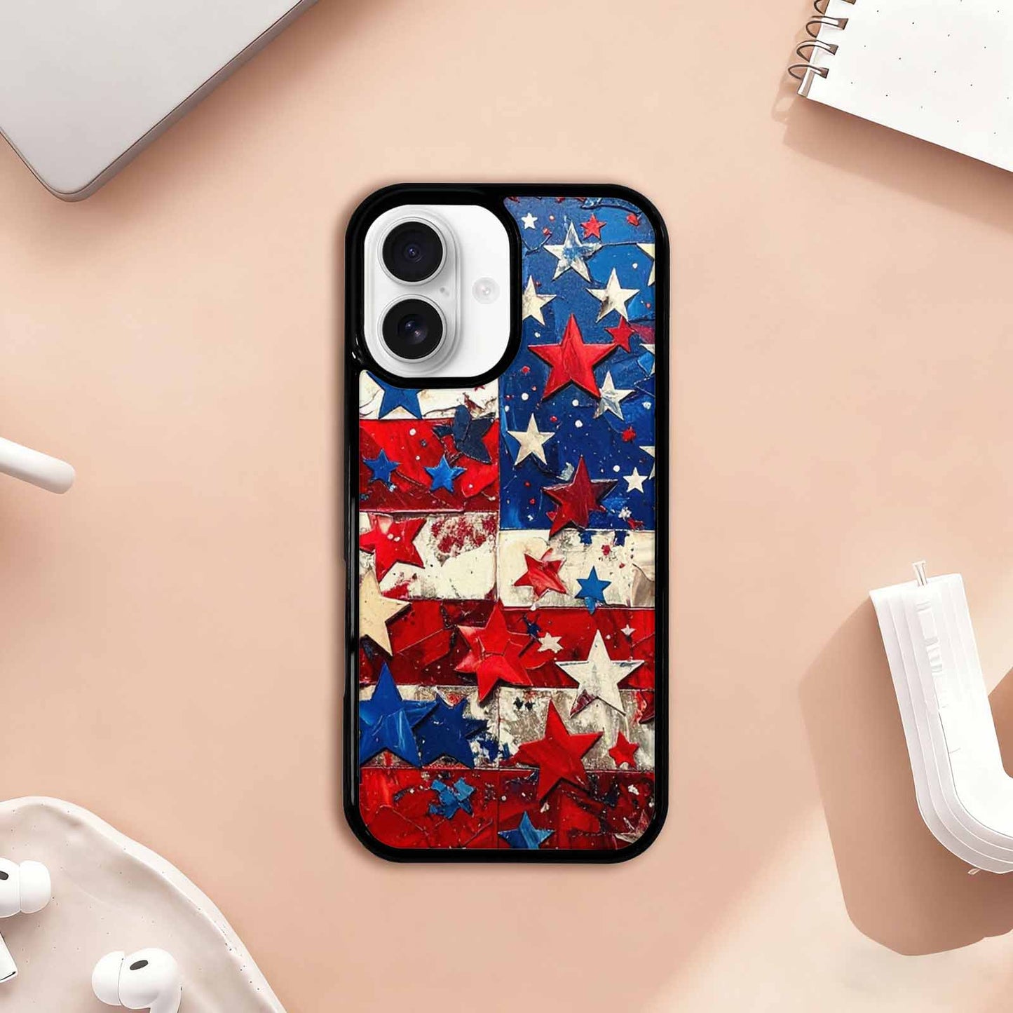 iPhone 17 Case — Patriotic Stars And Stripes Galaxy Space, Custom Print Case Cover