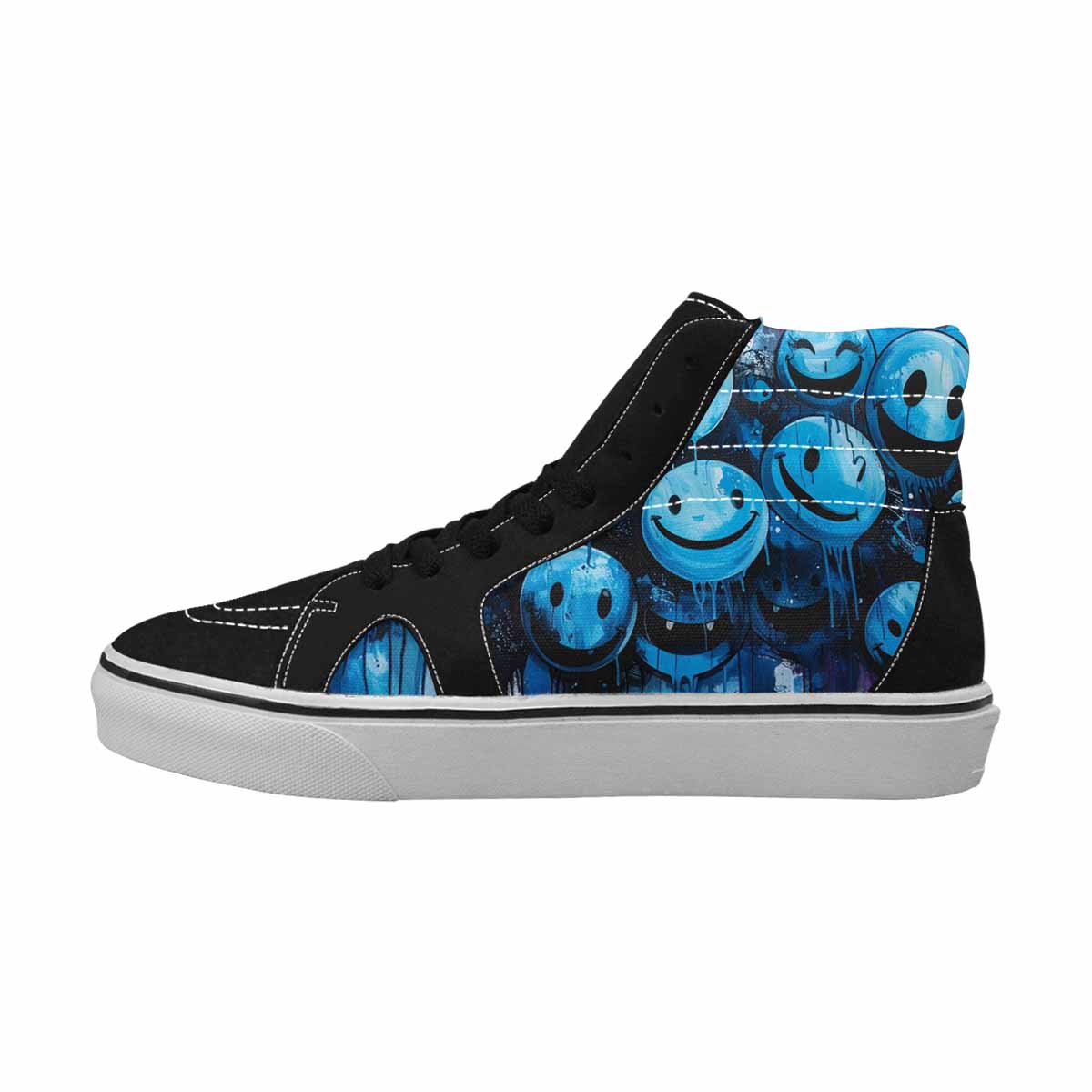 MEN'S Melting Moon Smiley High Top Canvas Cottagecore Custom Sneakers