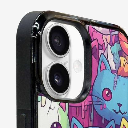 iPhone 16 Plus Case — Pastel Gore Cat Character Pattern Hundreds, Custom Art Phone Cover