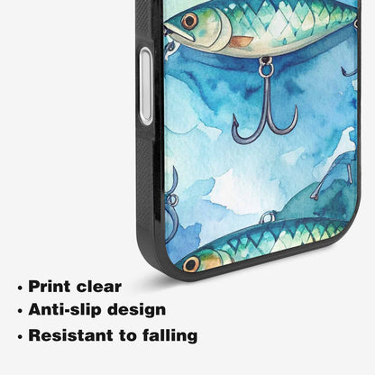 iPhone 16 Plus Case — Fishing Lure And Hook Pattern Seamless, Custom Made Phone Cover