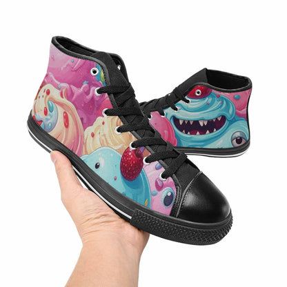 WOMEN'S Melting Icecream Monster Cherry High Top Canvas Aesthetic Sneakers