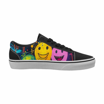 WOMEN'S Smiley Faces  Glow Lace-Up Canvas Wallpaper Art Custom Sneakers