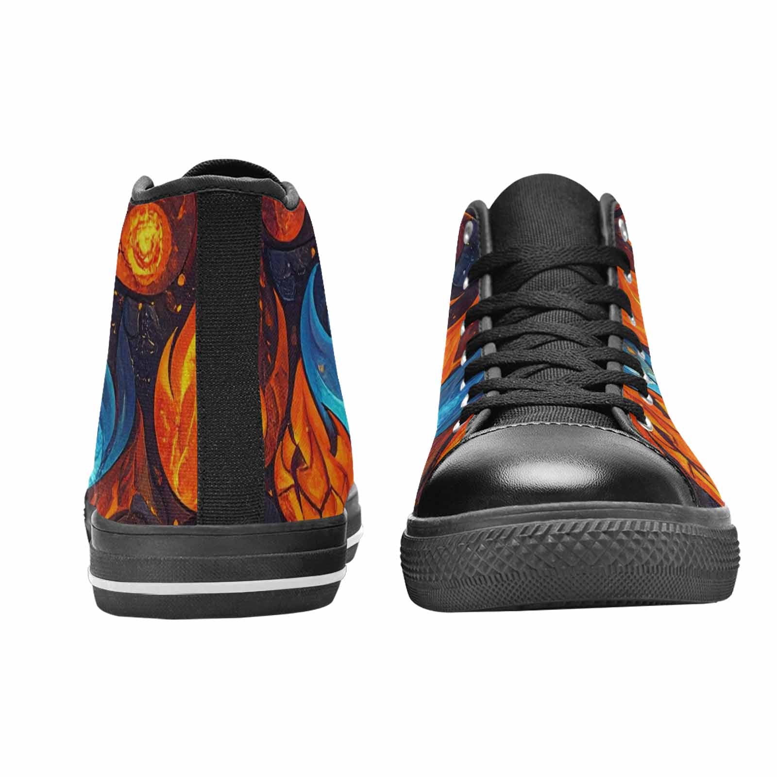 WOMEN'S Fire Flame High Top Canvas Grunge Custom Shoes