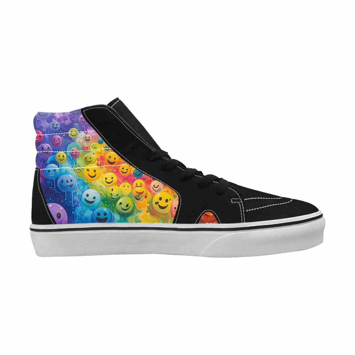 MEN'S Smiley Facessmiley Faces  High Top Canvas Kaleidoscope Sneakers