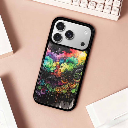 iPhone 17 Pro Case — Black Green Ink Tie Dye Tie, Custom Phone Case