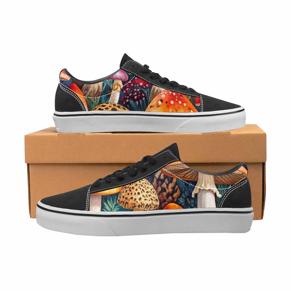 WOMEN'S Mushrooms Lace-Up Canvas Melting Art Custom Sneakers