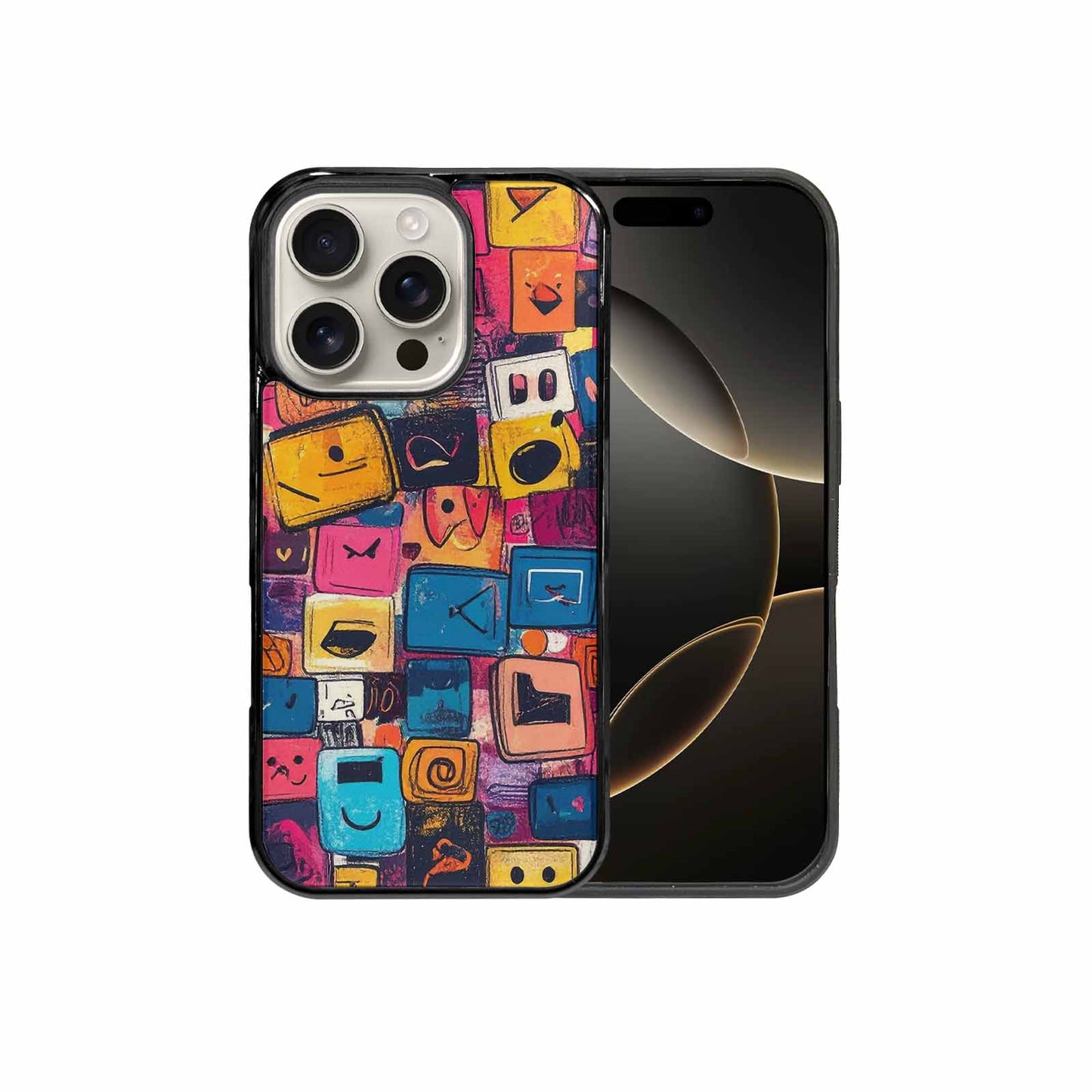 iPhone 16 Pro Case — Hand Drawn Icon Doodle Pattern Hundreds, Custom Art Phone Cover