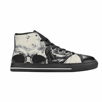 MEN'S Skulls Roses Black Ink High Top Canvas Y2K Custom Sneakers