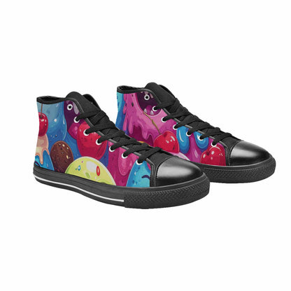 MEN'S Melting Icecream Monster Cherry High Top Canvas Neon Fantasy Sneakers