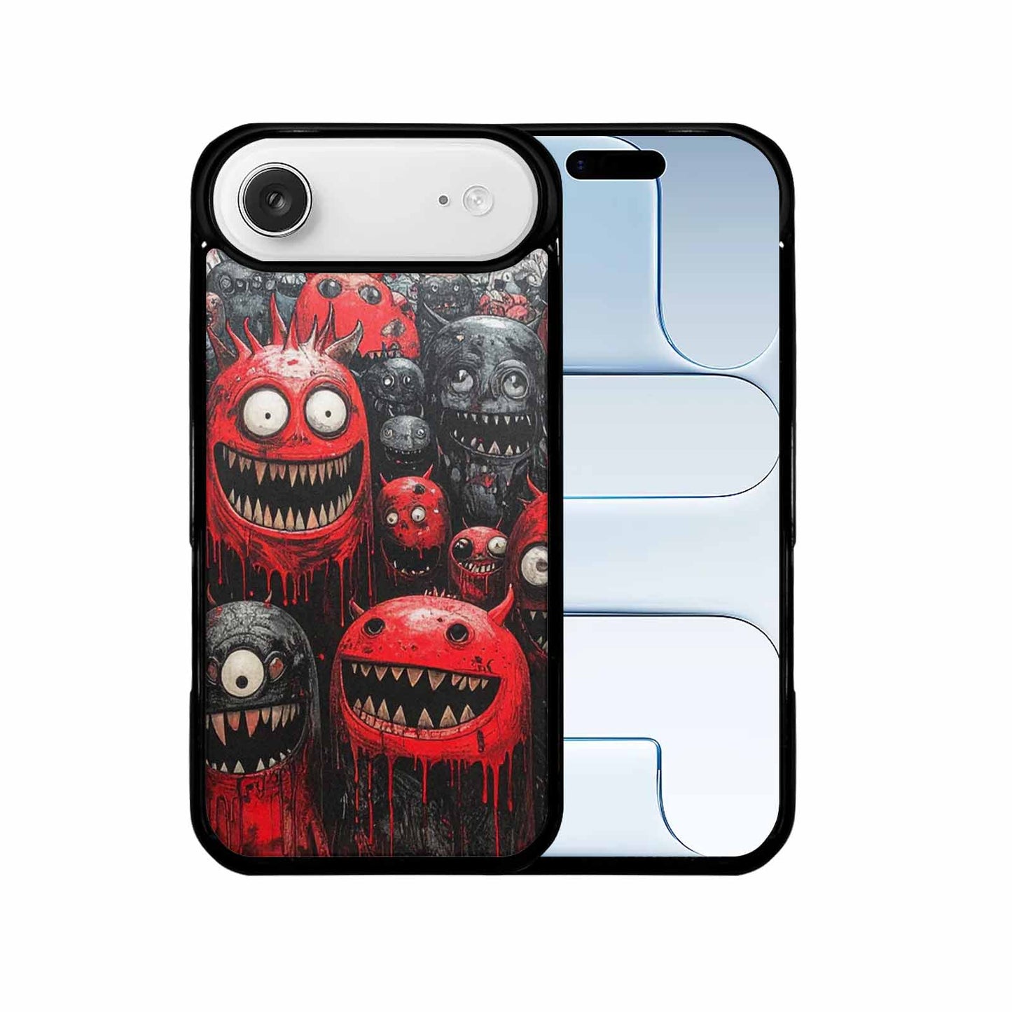 iPhone 17 Air Case — Black Red Ink Monsters General Cartoon, Custom Print Case Cover