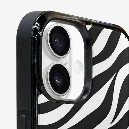 iPhone 16 Plus Case — Zebra Print Black White, Original Design Phone Case