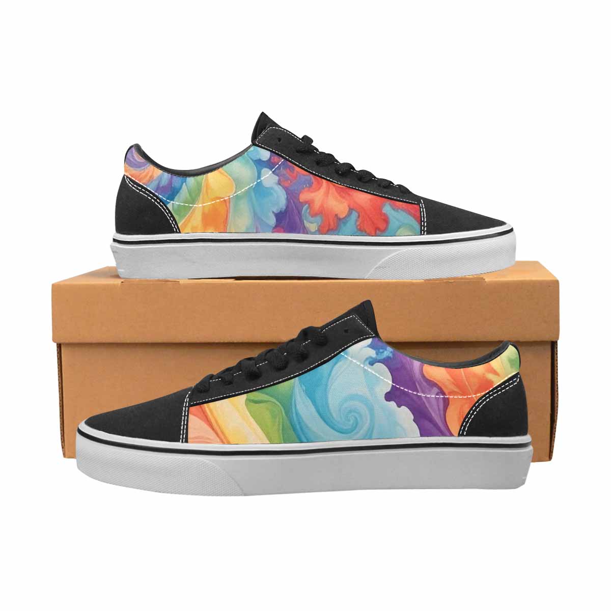 WOMEN'S Tie Dye Swirls Tie Lace-Up Canvas Surreal Custom Shoes