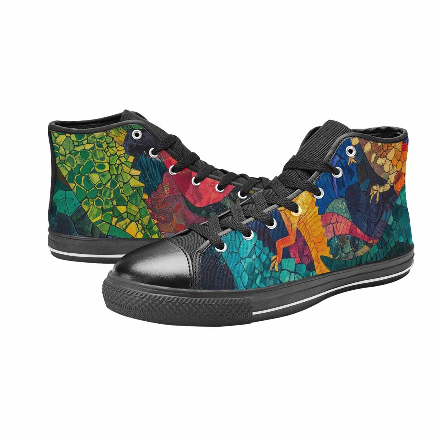 WOMEN'S Dinosaur Silhouette High Top Canvas Grunge Shoes