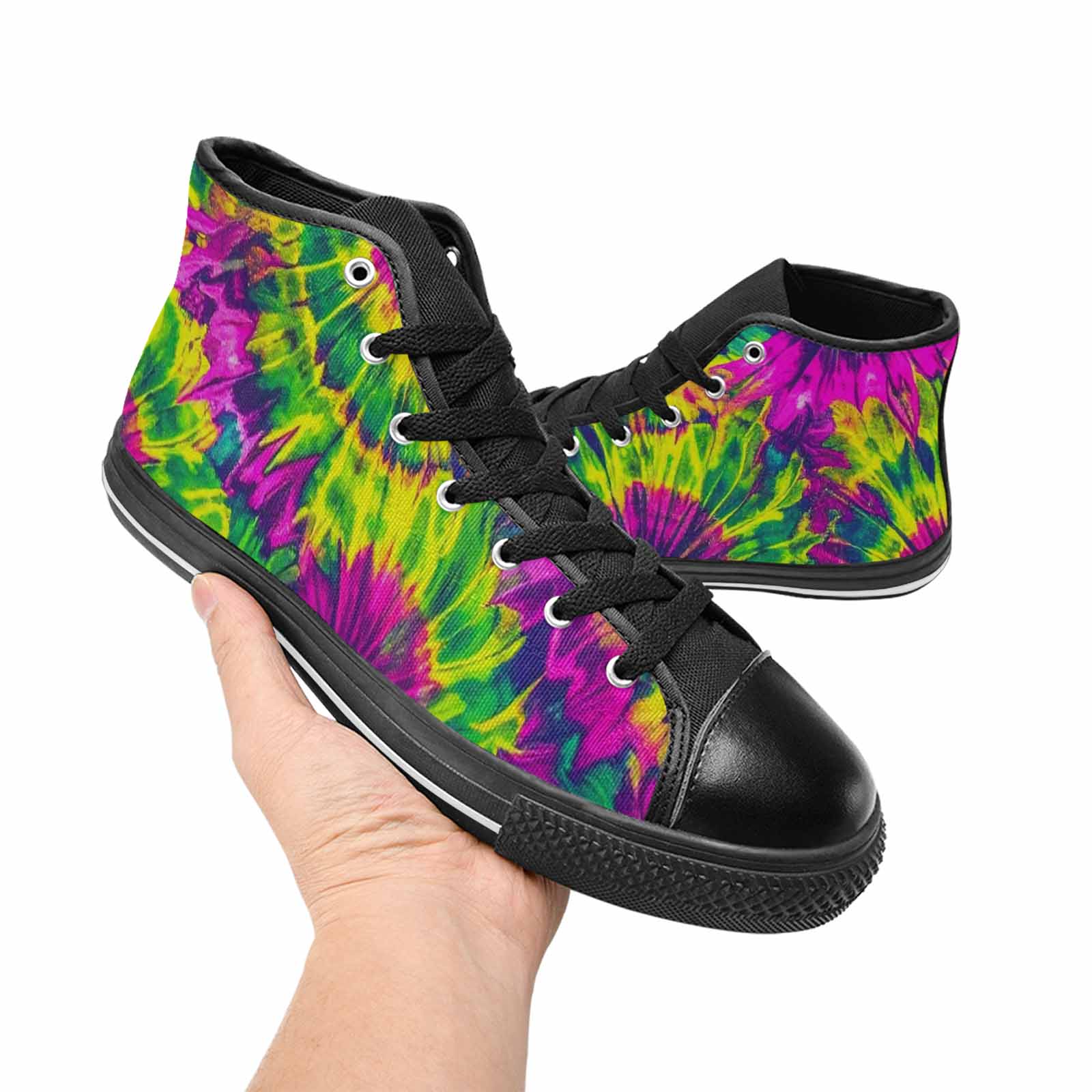 MEN'S Tie Dye - High Top Canvas Aesthetic Custom Shoes