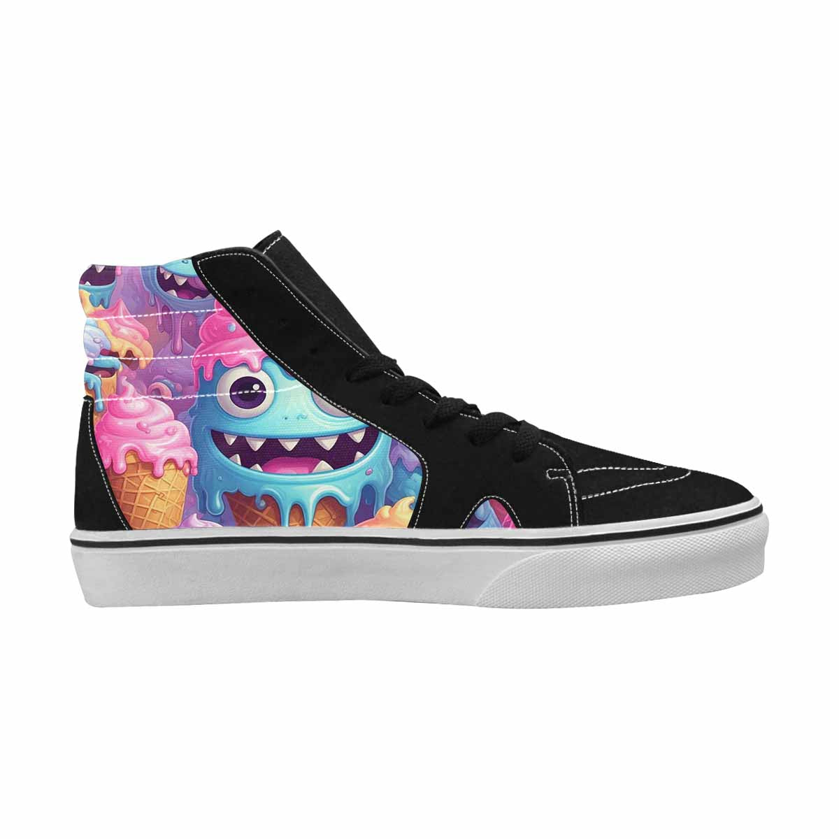 MEN'S Melting Icecream Cone Monster High Top Canvas Surreal Custom Sneakers