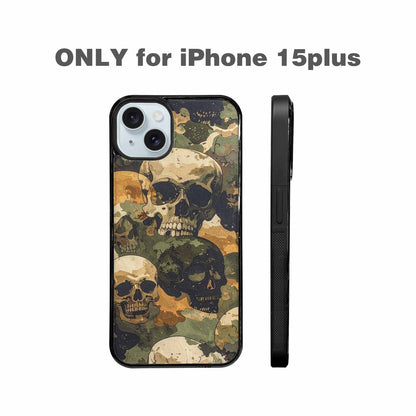 iPhone 15 Plus Case — Military Camo Skull, Unique Phone Case Design