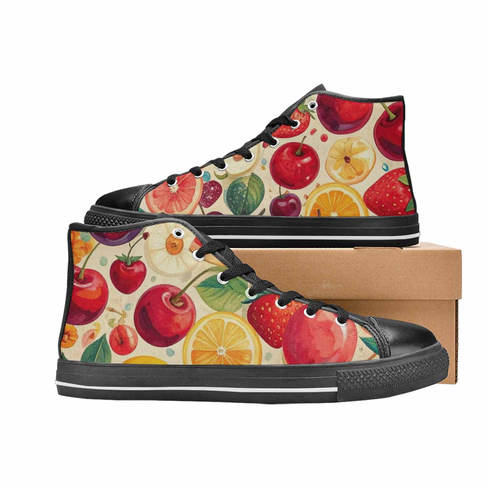 MEN'S Cherry Fruit Print High Top Canvas Y2K Custom Sneakers