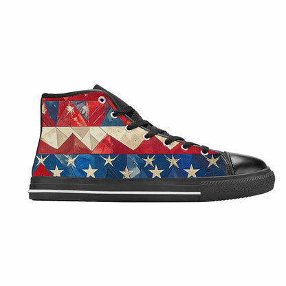 MEN'S American Flag Stars High Top Canvas Neon Fantasy Custom Shoes