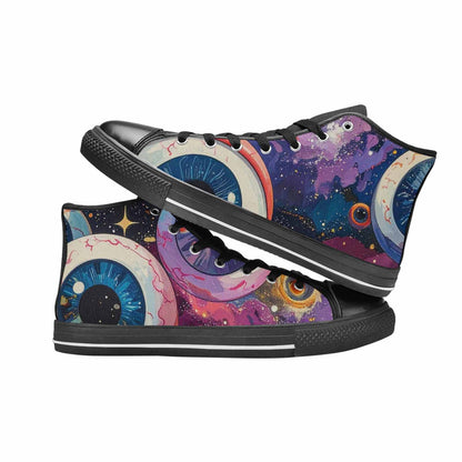 WOMEN'S Cartoon Eyeballs Galaxy High Top Canvas Grunge Custom Sneakers