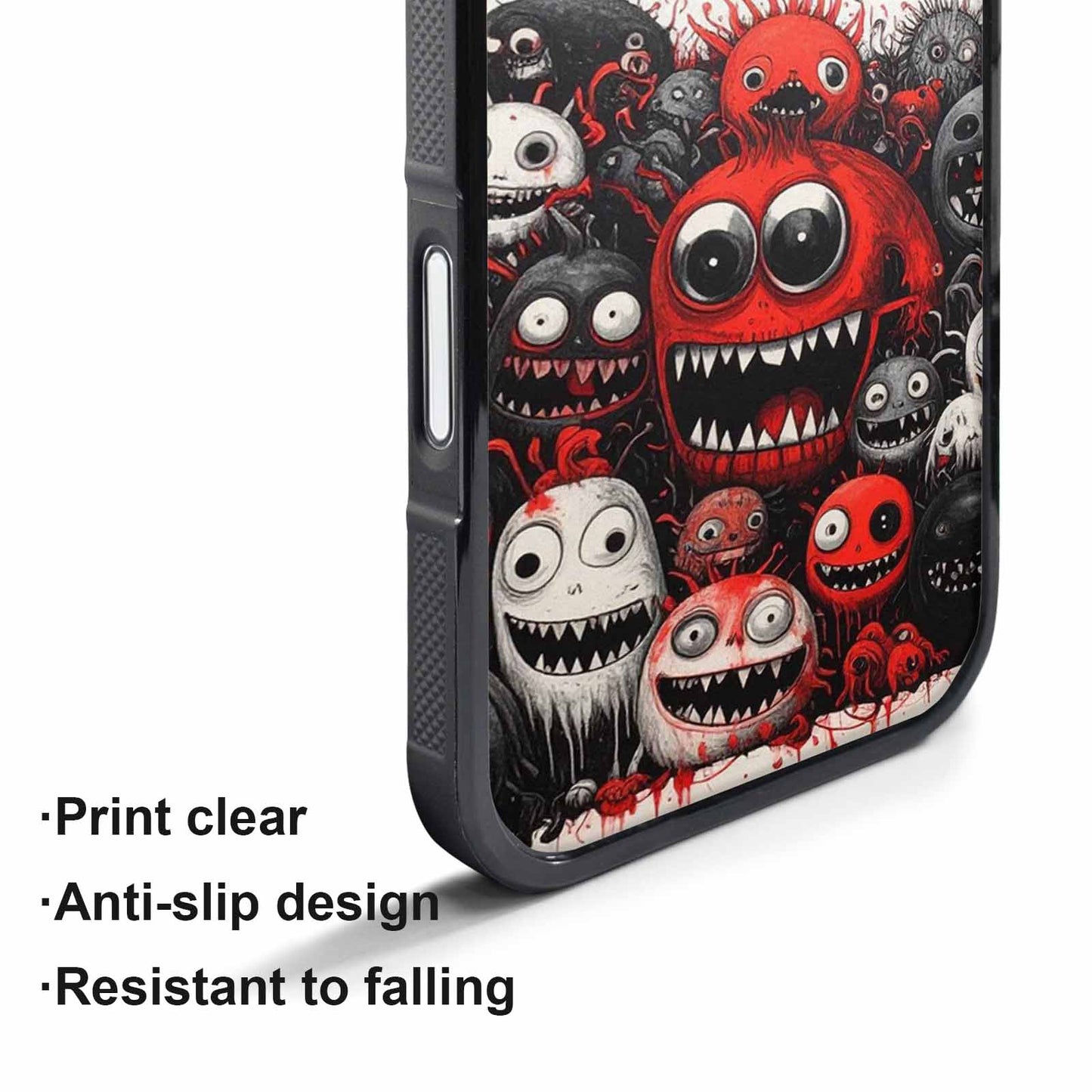 iPhone 17 Pro Case — Black Red Ink Monsters General Cartoon, Customized Protective Case