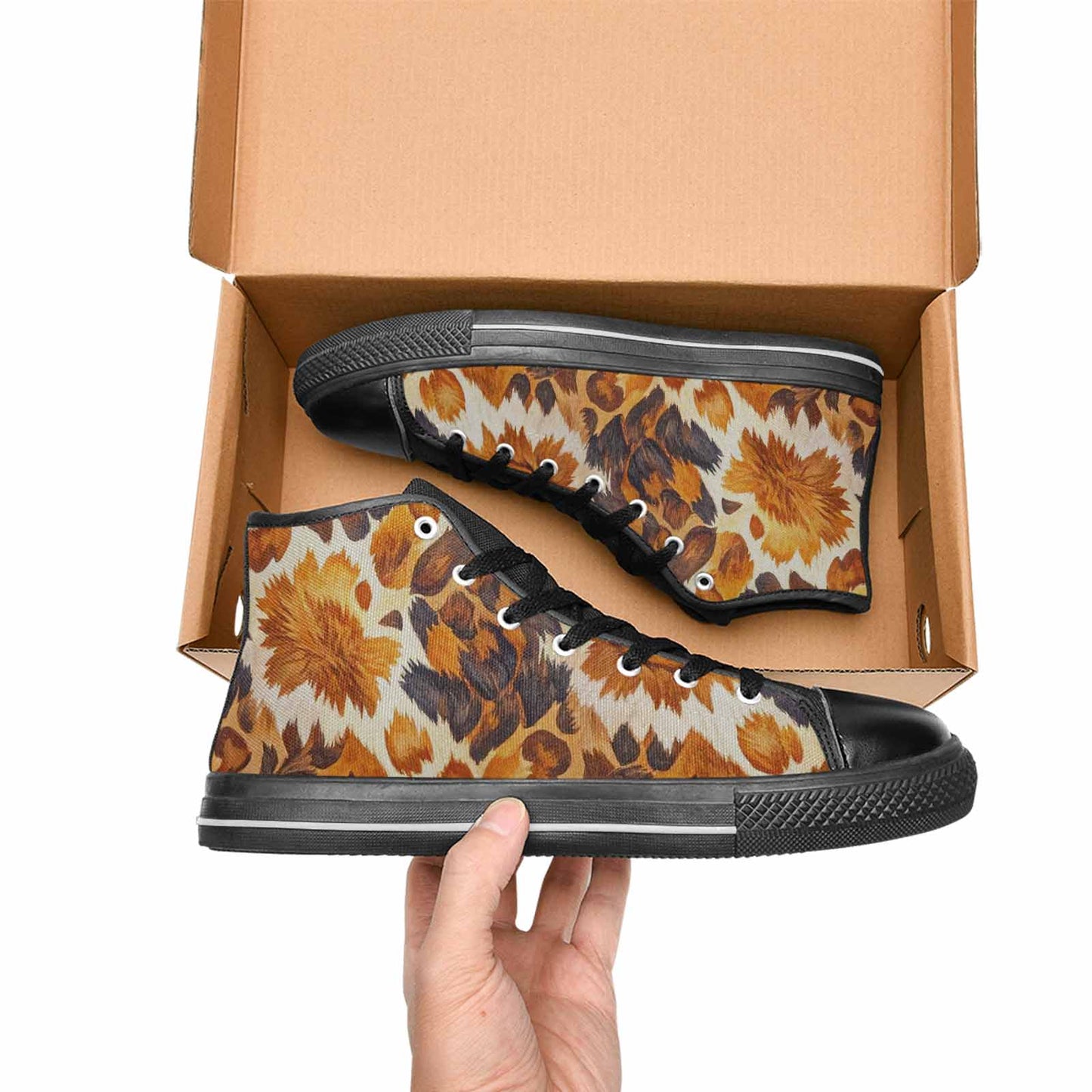 MEN'S Cow Animal Print High Top Canvas Grunge Custom Sneakers