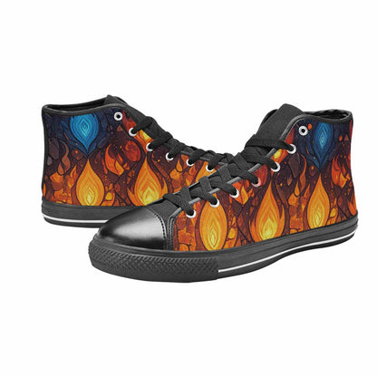 WOMEN'S Fire Flame High Top Canvas Dark Academia Custom Sneakers